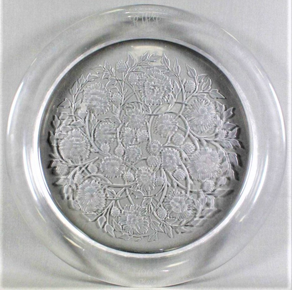 Antique 15 1/4" 39cm Large Lalique Floral Motif Crystal Charger