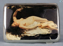 Load image into Gallery viewer, Antique British Erotic 1920s Nude Sleeping Lady with Eagle on her Hand Sterling Silver Pictorial Enamel Cigarette Case