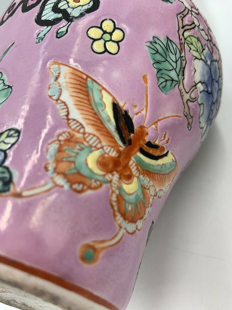 2 Large Chinese Famille Rose Vase Pink Fertility Climbing Children in Relief