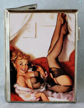 Load image into Gallery viewer, Antique British Erotic 1920s Nude Lady Boudoir Sterling Silver Pictorial Enamel Cigarette Case