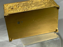 Load image into Gallery viewer, Antique Jennings Brothers Gold Gilt Heavy Bronze High Relief Scenic Lined Jewelry Casket Box Measures 6" x 3 1/2"