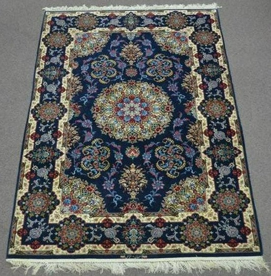 5'x7' Signed Isfahan Authentic Persian Hand-Knotted Wool & Silk Area Rug