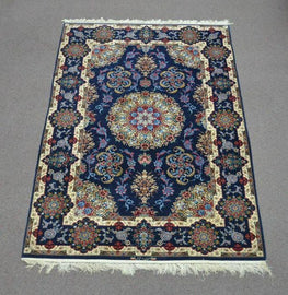 5'x7' Signed Isfahan Authentic Persian Hand-Knotted Wool & Silk Area Rug