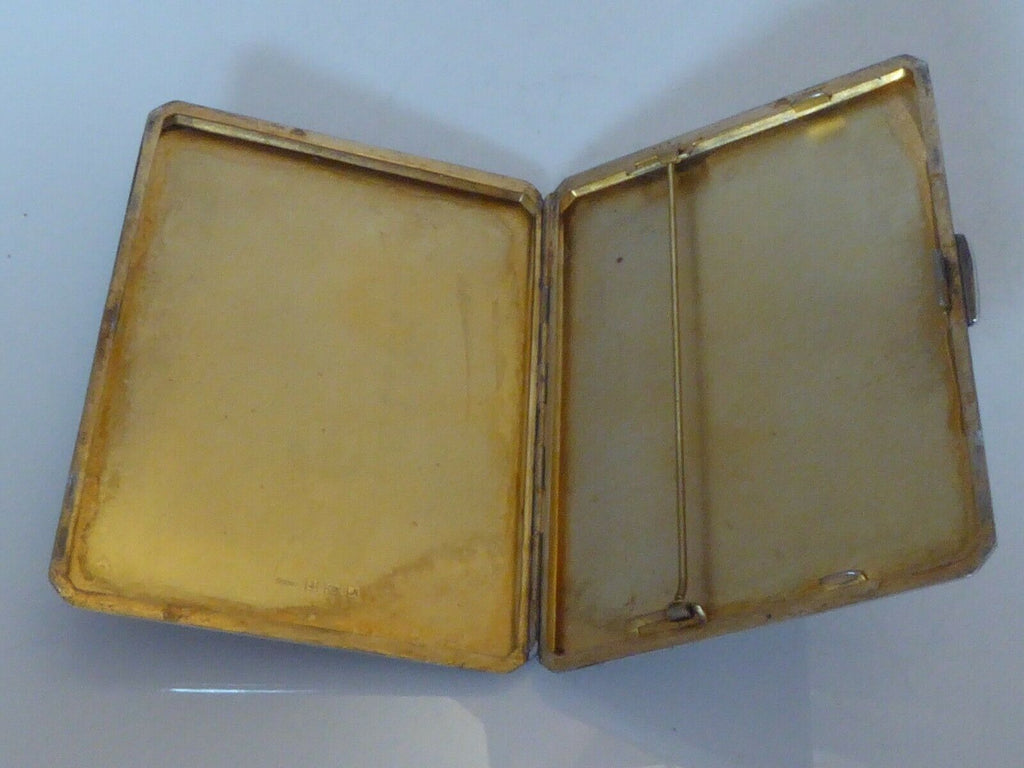 Antique British Erotic 1950s Nude Lady Sterling Silver Pictorial Enamel Cigarette Case