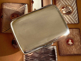 Antique British Erotic 1920s Nude Lady Dancing Sterling Silver Pictorial Enamel Cigarette Case