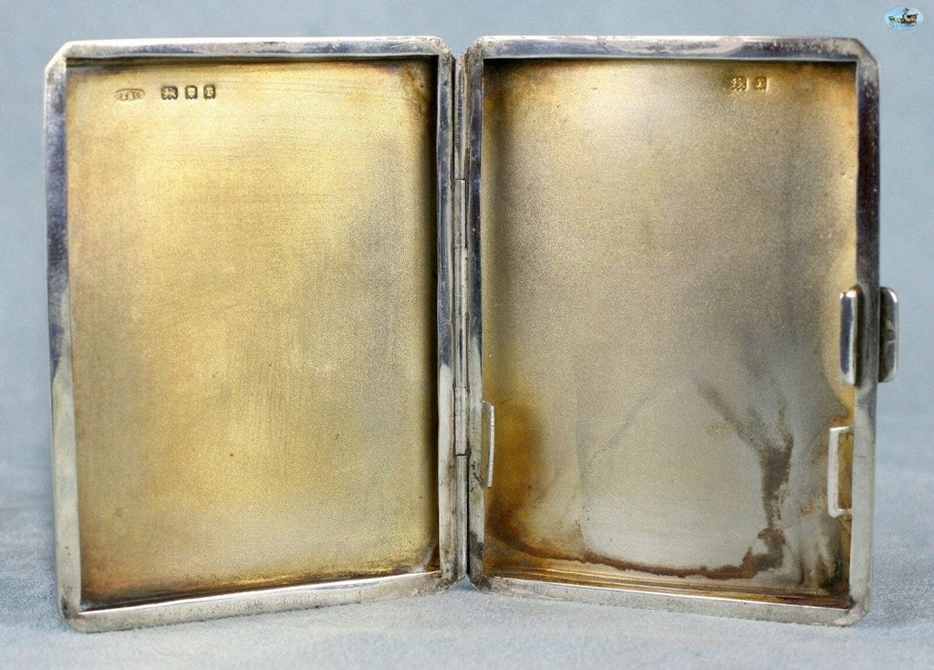 Antique British Erotic 1920s Nude Sleeping Lady Sterling Silver Pictorial Enamel Cigarette Case