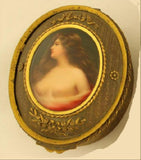 French Gilt Bronze Enameled Jewelry Box with Portrait Porcelain Plaque