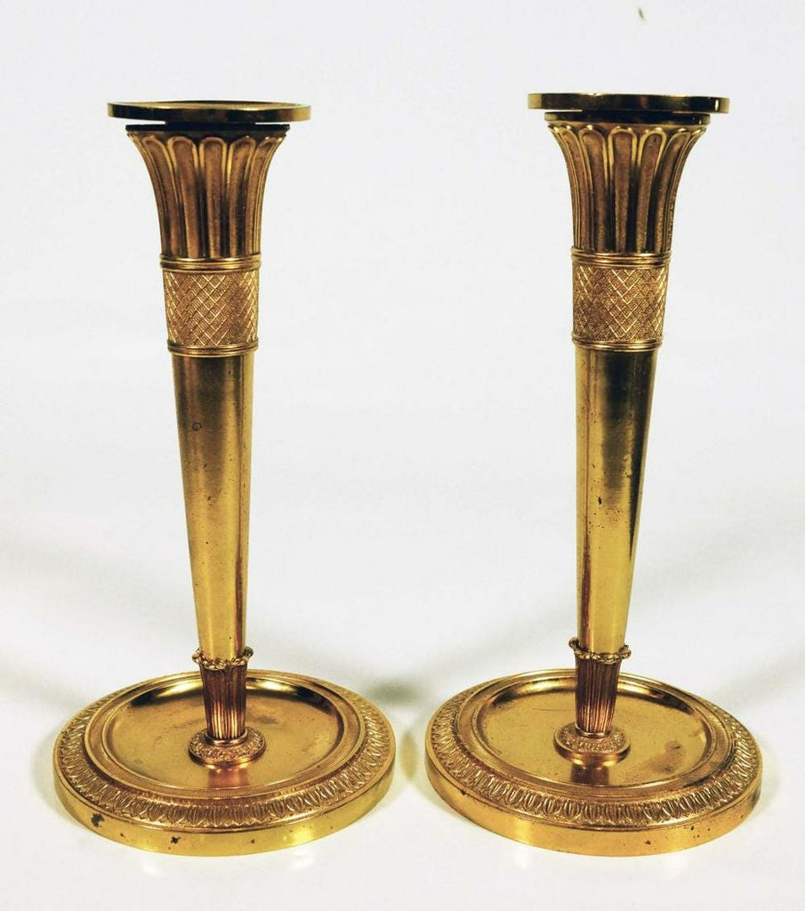 Antique Pair Of Brass Candlesticks Candle Holders