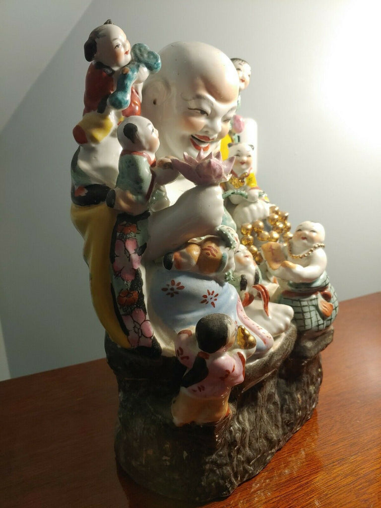 Large 13" Chinese Famille Rose Porcelain with 9 children Circa 1940