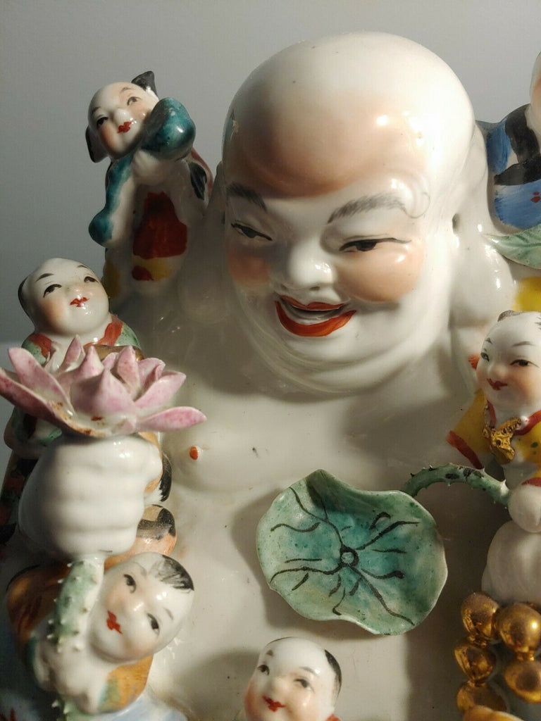 Large 13" Chinese Famille Rose Porcelain with 9 children Circa 1940