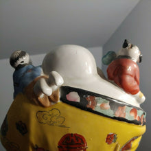 Load image into Gallery viewer, Large 13&quot; Chinese Famille Rose Porcelain with 9 children Circa 1940