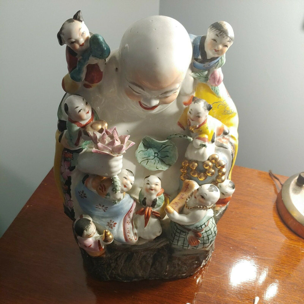 Large 13" Chinese Famille Rose Porcelain with 9 children Circa 1940