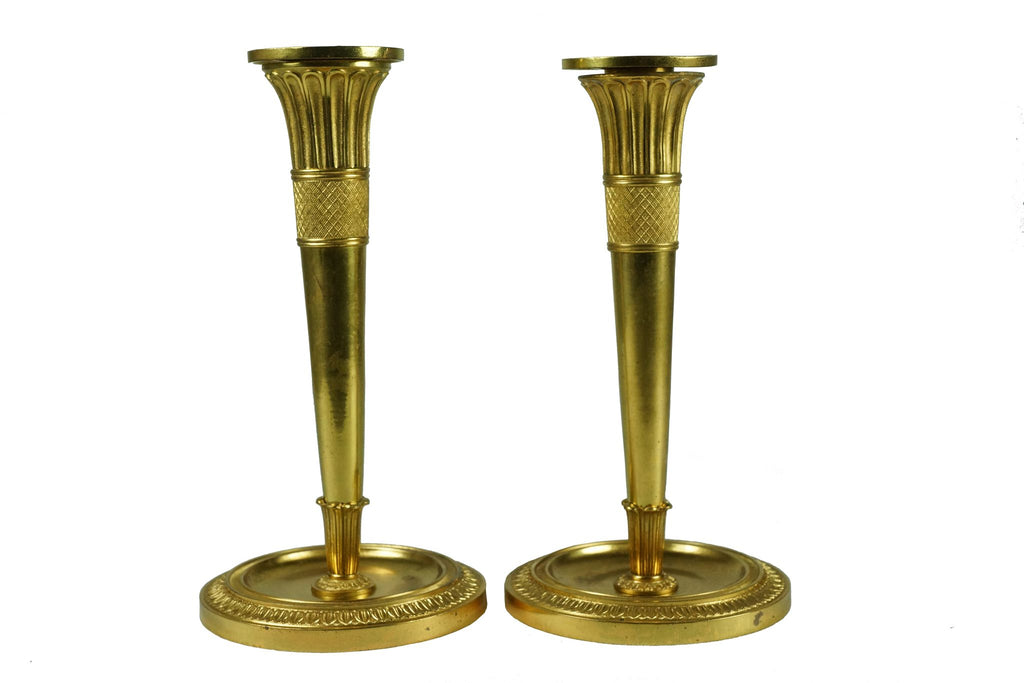 Antique Pair Of Brass Candlesticks Candle Holders