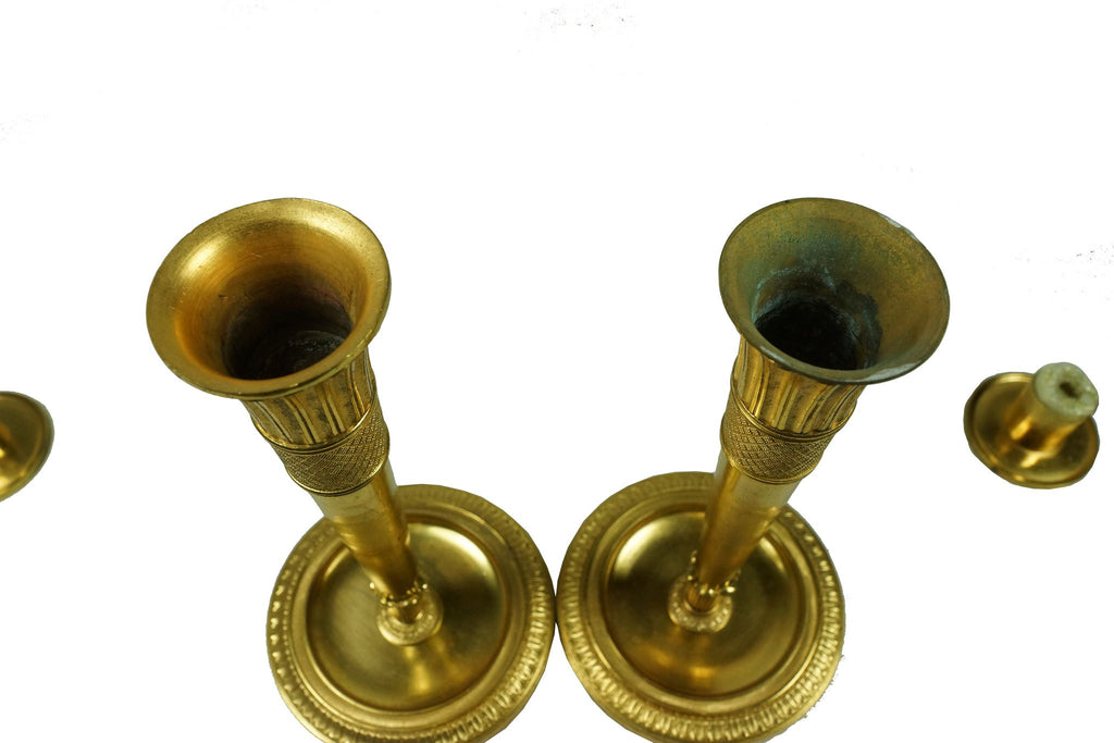 Antique Pair Of Brass Candlesticks Candle Holders