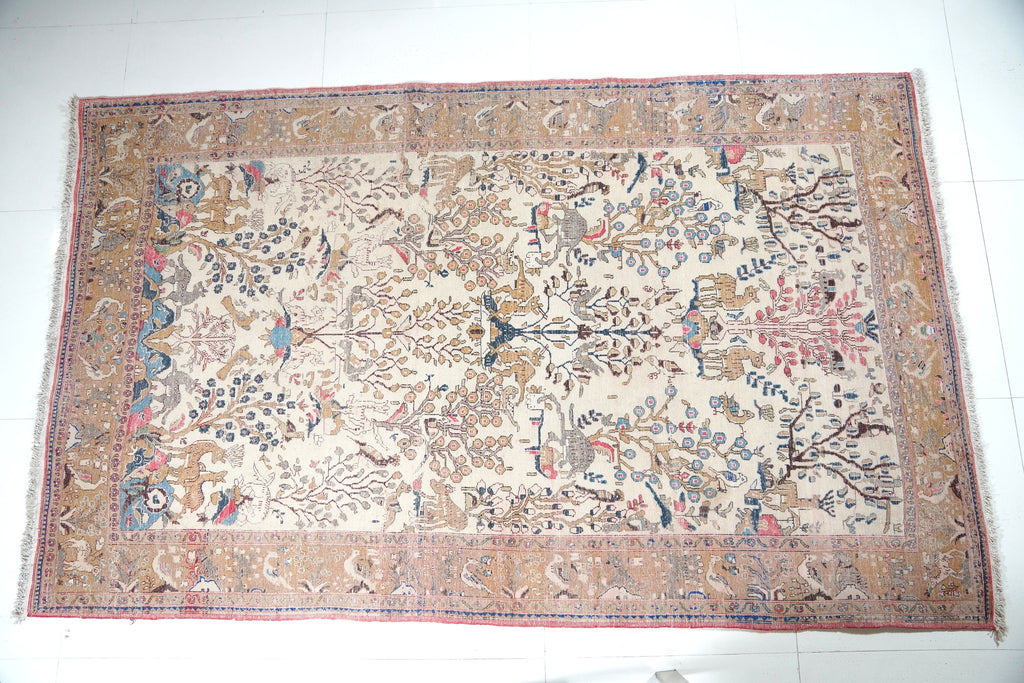 96.5" L X 56.5" W Circa 1880 Tabriz Antique Handmade Knotted Area Rug Carpet excellent condition %100 Lamb's Wool