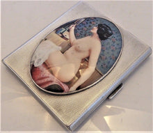 Load image into Gallery viewer, Antique British Erotic 1924s Nude Lady Sterling Silver Pictorial Enamel Cigarette Case