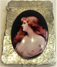 Load image into Gallery viewer, Antique British Erotic 1897s Nude Lady Sterling Silver Pictorial Enamel Card Case