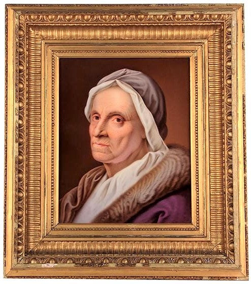 Large KPM Berlin Porcelain Hand Painted Plaque of Rembrandt’s Mother, circa 1871