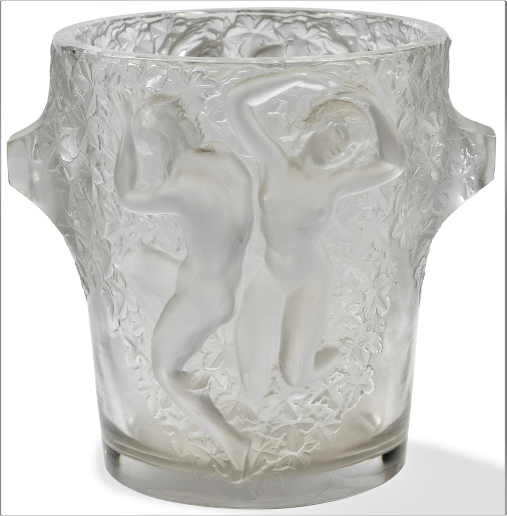 Lalique Ganymede Champagne Cooler Crystal with Dancing Female Figures Large 9.5"