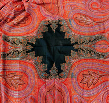 Load image into Gallery viewer, Antique 1860&#39;s Paisley Women&#39;s Jacquard Shawl Wrap 64&quot; x 125&quot; with Arm Holes