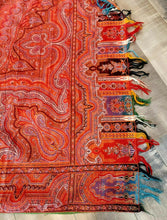 Load image into Gallery viewer, Antique 1860&#39;s Paisley Women&#39;s Jacquard Shawl Wrap 64&quot; x 125&quot; with Arm Holes