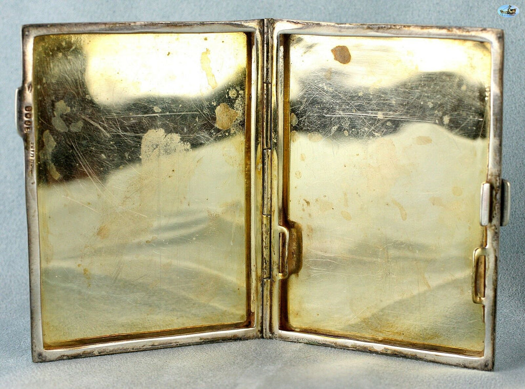 Antique British Erotic 1920s Nude Lady Boudoir Sterling Silver Pictorial Enamel Cigarette Case