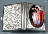 Antique British Erotic 1916s Nude Harem Lady & Arab Man Sterling Silver Pictorial Enamel Cigarette Case