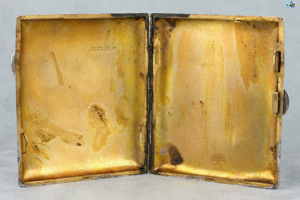 Antique British Erotic 1916s Nude Harem Lady & Arab Man Sterling Silver Pictorial Enamel Cigarette Case