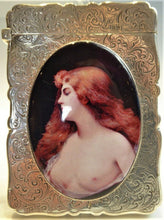 Load image into Gallery viewer, Antique British Erotic 1897s Nude Lady Sterling Silver Pictorial Enamel Card Case